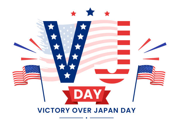 VJ Victory Over Japan Day Celebrate Vector Illustration with United State Flag Background in Flat Cartoon Hand Drawn for Landing Page Templates VJ Victory Over Japan Day Celebrate Vector Illustration with United State Flag Background in Flat Cartoon Hand Drawn for Landing Page Templates vj day stock illustrations