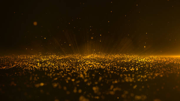 istock Digital cyberspace, Golden particles glittering wave flowing with dots and dust, abstract background, 3d rendering 1566681543