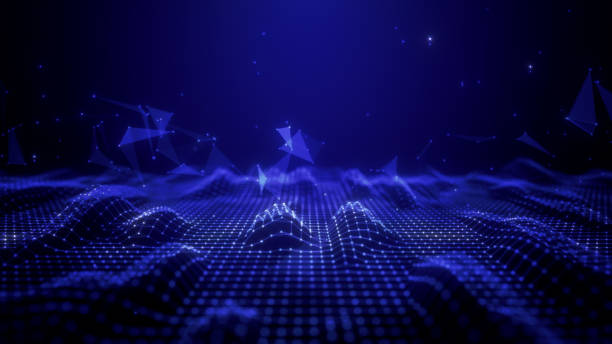 istock Blue particles wave flowing with lines and dots connection, Digital cyberspace is futuristic, Technology blockchain network abstract background, 3d rendering 1566682133