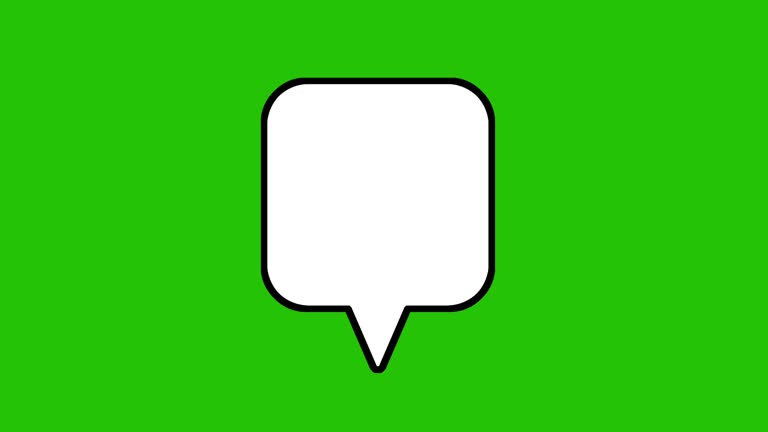 Animation of blank white speech bubble with space for writing text, on green screen. For social networks, cartoon or comics. Imagination, idea, thinking concept