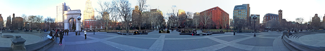 Panoramic view of Washington Square Park, New York City, United States, January, 2015