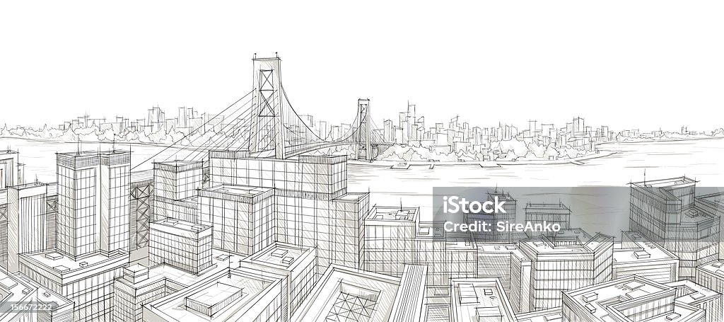 Архитектура, - Векторная графика Большой город роялти-фри