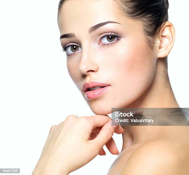 Beauty Face Of Young Woman Skin Care Concept Stock Photo - Download Image Now - Beautiful Woman, White Background, Human Face