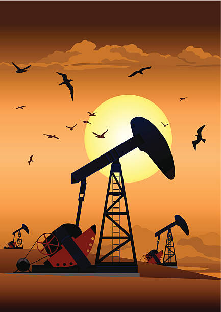 ilustrações de stock, clip art, desenhos animados e ícones de jack de bomba de óleo - oil rig oil industry sea mining