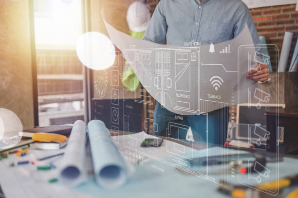 istock engineer's blueprint review and smart home dashboard hud enhance construction process and structure. 1566758035