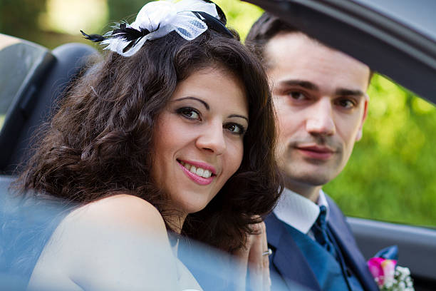 istock Happy newlyweds in cabrio 156676491