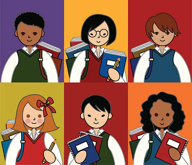 Vector illustration of Diverse students