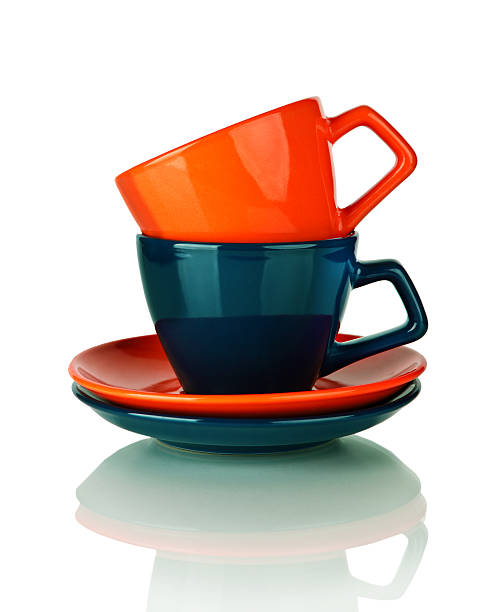 istock Two color coffee cup isolated on white background 156677115