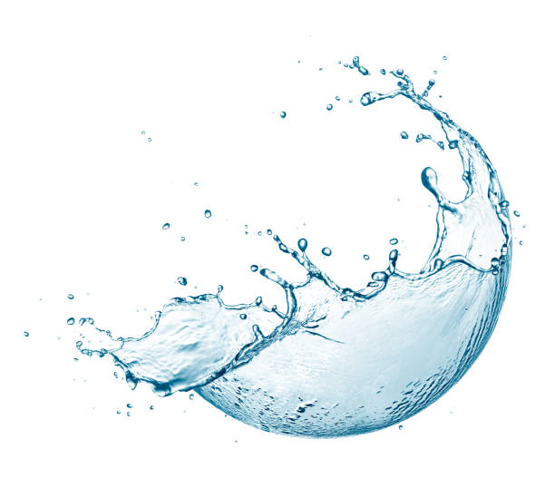 istock Water splash flowing out from hemisphere shape 1566812478
