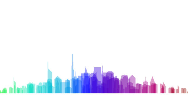 istock Colorful cityscape of skyscrapers on white 1566822913