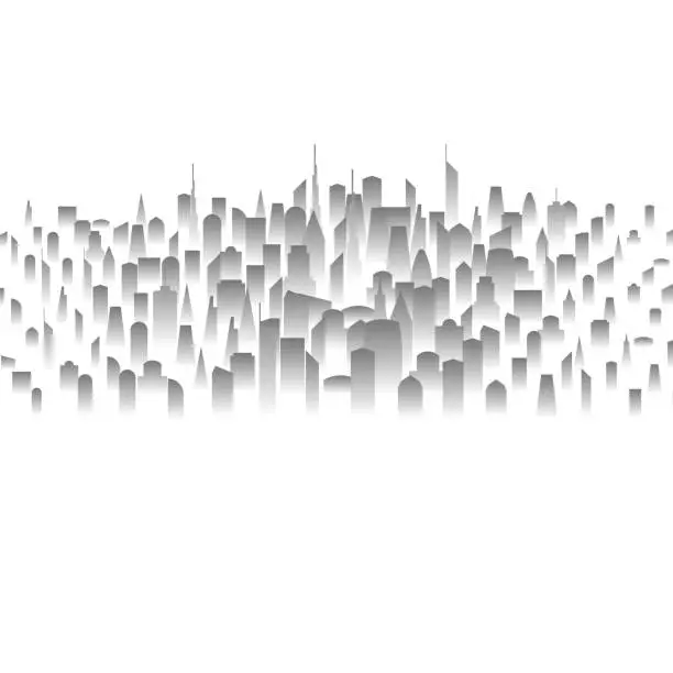 Vector illustration of Band of skyscraper buildings, in perspective