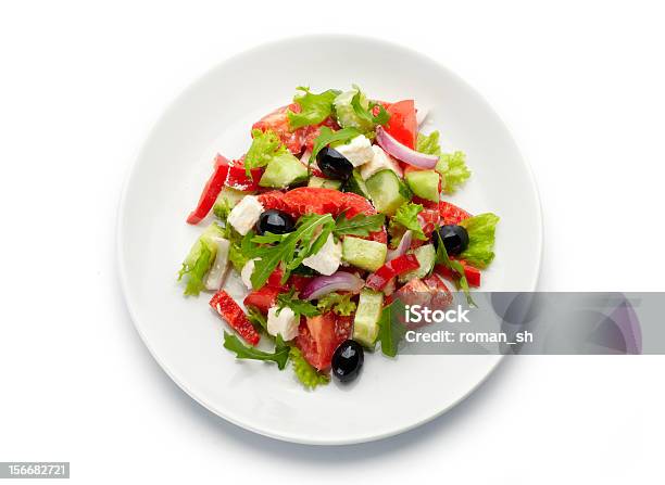 Photo libre de droit de Salade Grecque banque d'images et plus d'images libres de droit de Aliment - Aliment, Assiette, Blanc