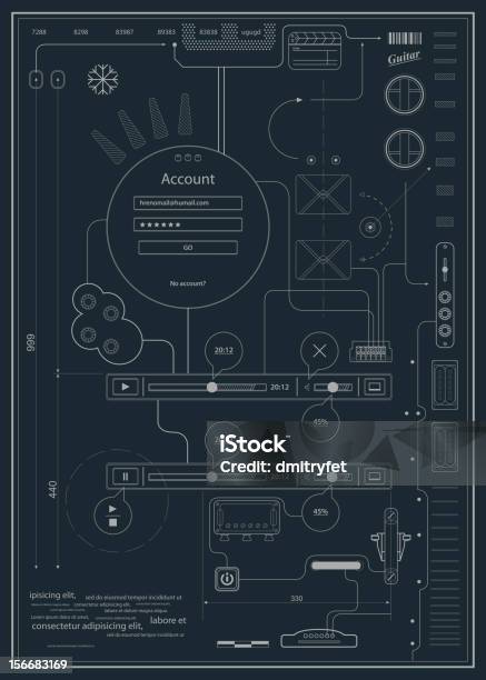 Ilustración de Bosquejo De Dibujo De Un Esquema Abstracta Infografía y más Vectores Libres de Derechos de Cianotipo - Plano