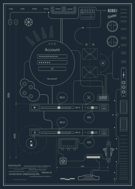 blueprint infographics drawing a schematic abstraction vector art illustration