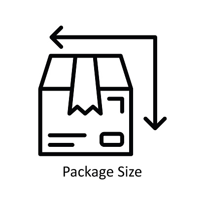 Package Size Vector   outline Icon Design illustration. Shipping and delivery Symbol on White background EPS 10 File