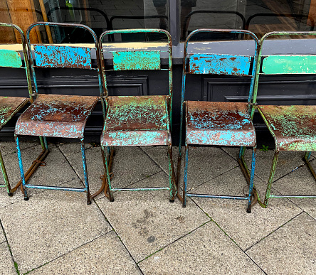 Old colourful metal chairs