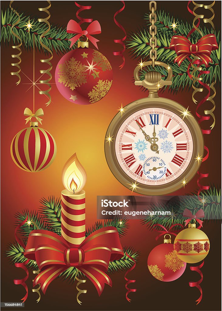 Kerzen, Weihnachten und Neujahr - Lizenzfrei Christbaumkugel Vektorgrafik