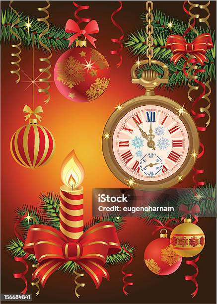 Velas De Natal E Ano Novo - Arte vetorial de stock e mais imagens de Artigo de Decoração - Artigo de Decoração, Bola de Árvore de Natal, Comemoração - Conceito