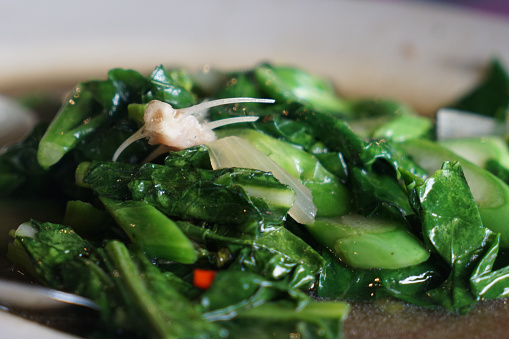 Stir fried baby kailan (chinese broccoli) with salted fish