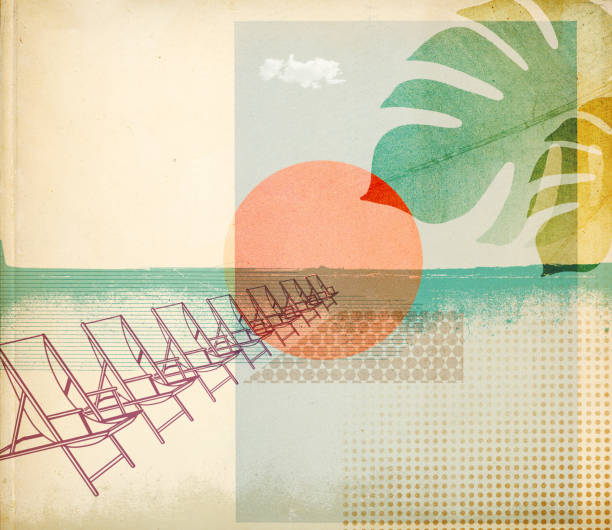 istock Vintage summer vacations poster with deckchairs 1566853217