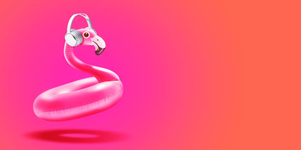 istock Cute inflatable pink flamingo toy 1566854324