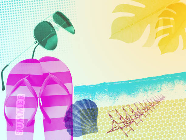 istock Summer vacations at the beach creative vintage collage 1566855423
