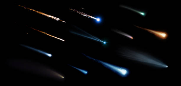 istock Collection of meteorites, asteroids, comets, meteors, comet tail isolated on a black background.  Elements of this image furnished by NASA. 1566858100