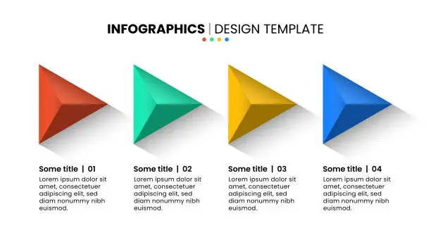 Vector illustration of Infographic template. 4 3d triangles with text
