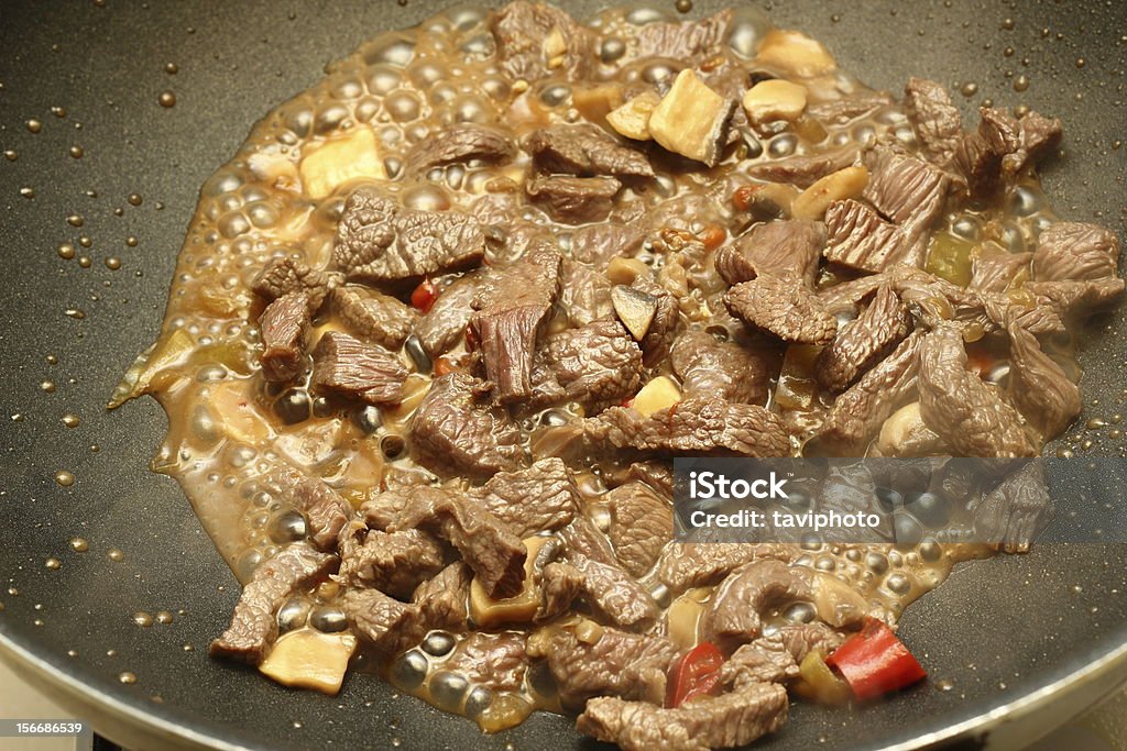 Kochen Rindfleisch mit Paprikaschoten - Lizenzfrei Abnehmen Stock-Foto