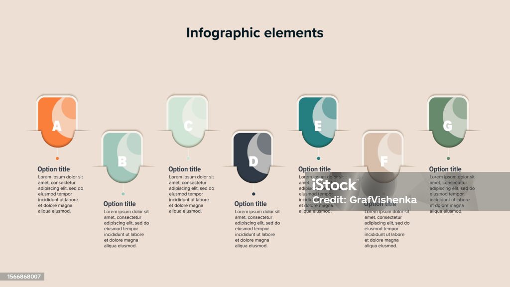 Business Process Chart Infographics With 7 Step Squares Rectangular ...