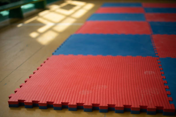 istock Mats in gym. Place to work out. Soft coating on floor. 1566868025