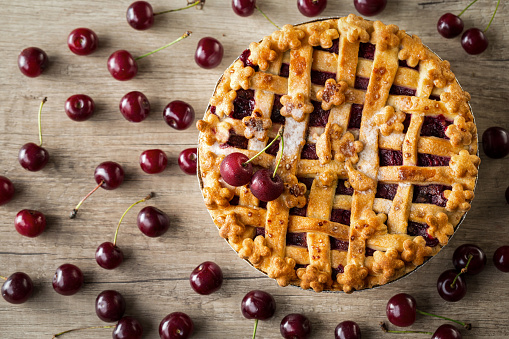 pie with fresh cherries - delicious summer dessert