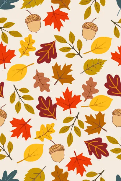 Vector illustration of Autumn leaf seamless pattern.