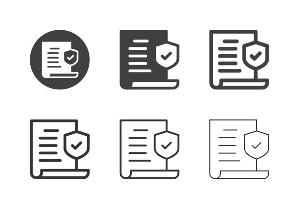 ilustrações, clipart, desenhos animados e ícones de ícones da apólice de seguro - multi series - document strategy insurance business