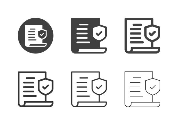 иконки страховых полисов - multi series - palmtop electronic organizer personal data assistant checklist stock illustrations
