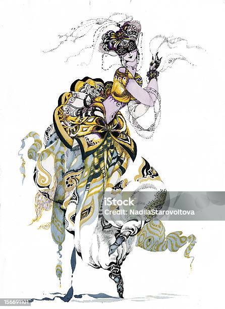Oriental Tańca Dziewczynka W Kostium Tradycyjny - Stockowe grafiki wektorowe i więcej obrazów Dorosły - Dorosły, Fotografika, Kultury