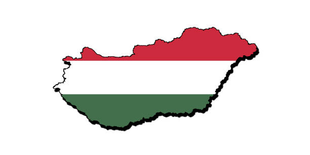 istock Silhouette of the map of Hungary with its flag 1566916396