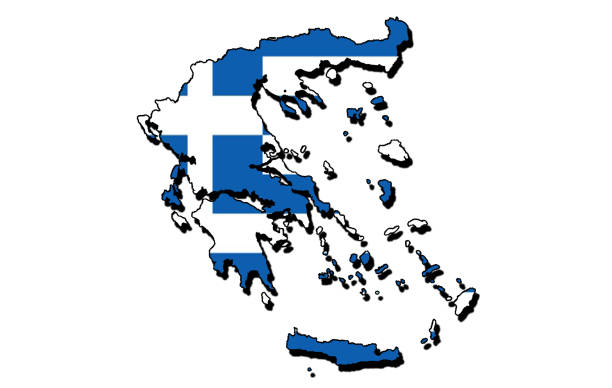 istock Silhouette of the map of Greece with its flag 1566916405