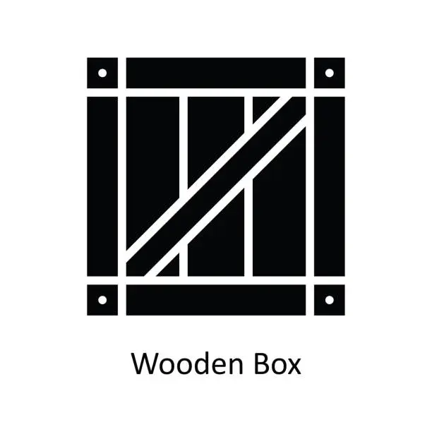Vector illustration of Wooden Box Vector   solid Icon Design illustration. Shipping and delivery Symbol on White background EPS 10 File