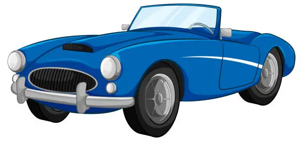 Vector illustration of Vintage Blue Convertible Car