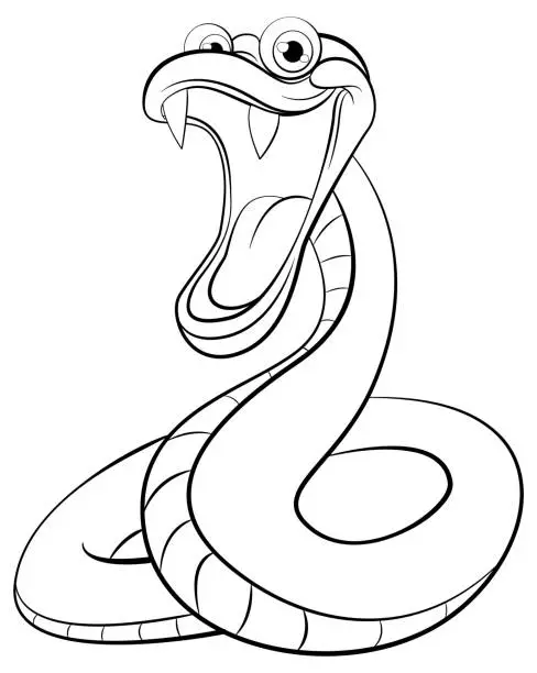 Vector illustration of Snake Cartoon with Teeth