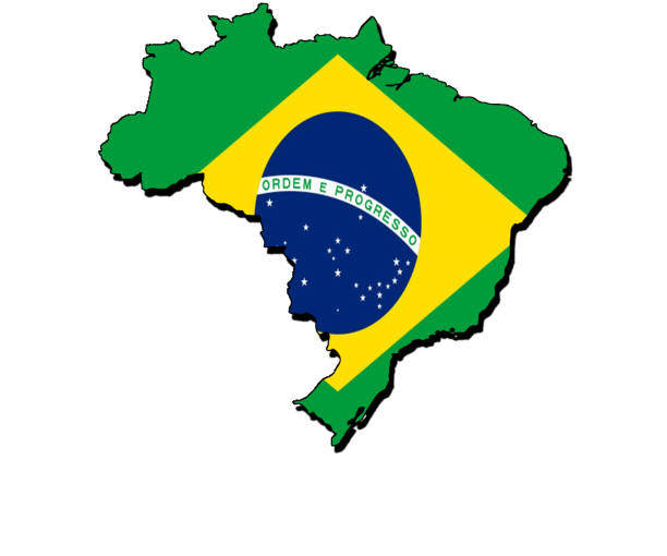 istock Silhouette of the map of Brazil with its flag 1566955801