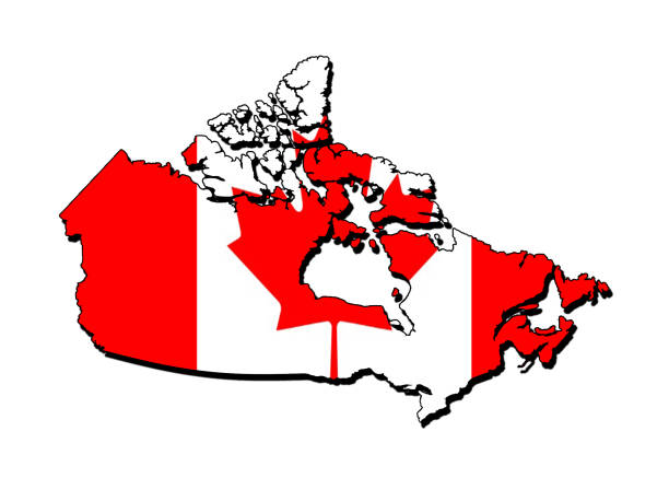 istock Silhouette of the map of Canada with its flag 1566955802