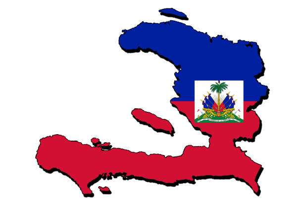 istock Silhouette of the map of Haiti with its flag 1566956353