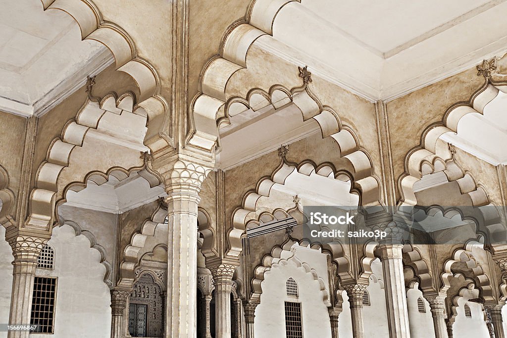Many arches inside Red Fort Many arches inside Red Fort, Agra, India Agra Stock Photo