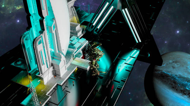 istock Space outpost, technology and war machines, sci-fi, conquering new worlds 1566978674