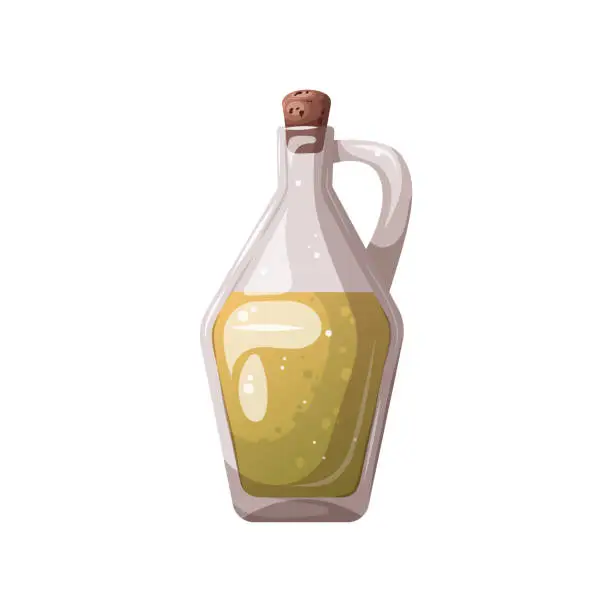 Vector illustration of Glass bottle with olive oil.