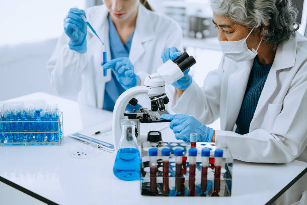 istock Scientist team meeting and writing analysis results in the laboratory study and analyze scientific sample for global warming, analytics and tech. 1566990939