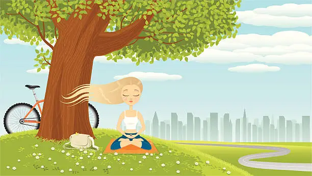 Vector illustration of Girl doing yoga