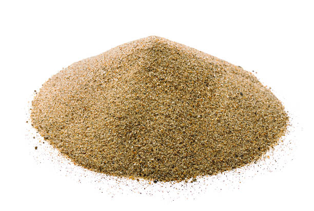 istock Pile of tan colored sand on a white background 156704213